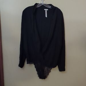 Free People Black V-Neck Body One Piece